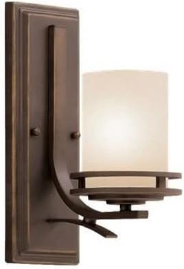 Kichler Hendrik 12' Wall Sconce in Brushed Nickel, 1-Light Modern Wall Mount Light with Satin Etched Cased Opal Glass, (12' H x 5.25' W), 5076NI, 24.75 in