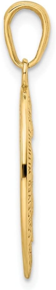 14K Yellow Gold Red Enameled Miraculous Medal Charm Pendant (L- 28.23 mm, W- 14.22 mm)