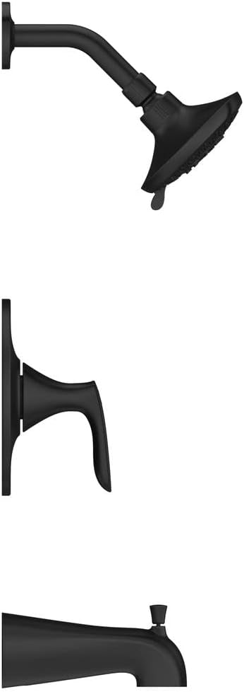 Pfister Weller Single Handle Matte Black Shower Faucet Set with 5-Mode Multi-Function Shower Head and QuickConnect Tub Spout for Complete Bathroom Shower Kit LG898WRB