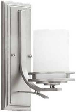 Kichler Hendrik 12' Wall Sconce in Brushed Nickel, 1-Light Modern Wall Mount Light with Satin Etched Cased Opal Glass, (12' H x 5.25' W), 5076NI, 24.75 in