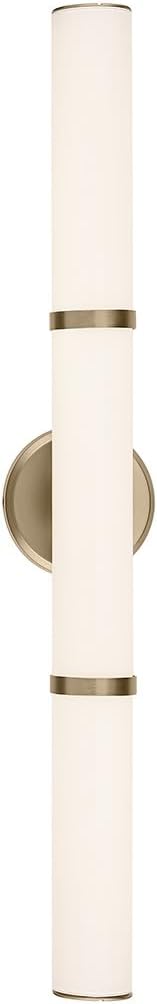 Kichler Rosh 32' LED Bathroom Vanity Light Fixture with White Glass, Large Modern Minimalist Bath Bar in Champagne Bronze for Mirror Lighting (32' W x 5' H), 55189CPZLED