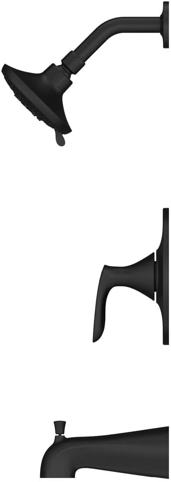 Pfister Weller Single Handle Matte Black Shower Faucet Set with 5-Mode Multi-Function Shower Head and QuickConnect Tub Spout for Complete Bathroom Shower Kit LG898WRB