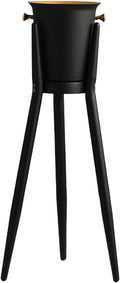 Ice Bucket, Ice Bucket for Parties, Stainless Steel Wine Cooler with Stand - Handles - Tall Ice Bucket Stand for Party Bar Wedding Club BBQ Home(Black)