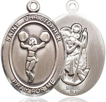 Sterling Silver St. Christopher Cheerleading Medal.
