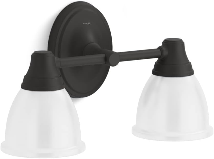 Kohler Forte Bathroom Vanity Light Fixture, Wall Sconce Lighting, Position Facing Up or Down, UL Listed, 2 Light, Matte Black