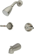 Kingston Brass GKB248 Magellan Tub and Shower Faucet with Two Handles, Brushed Nickel 11.68 x 8 x 7.38