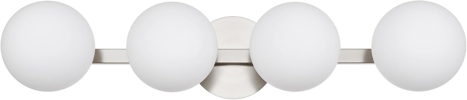 Bathroom Vanity Light Fixtures, Modern 4 Lights Globe Wall Sconce Lighting Brushed Nickel, Porch Wall Mount Light Fixture for Bathroom, Mirror Cabinets Hallway Stairs