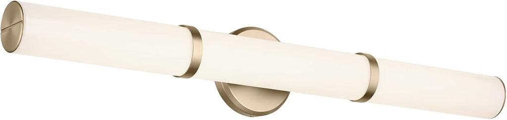 Kichler Rosh 32' LED Bathroom Vanity Light Fixture with White Glass, Large Modern Minimalist Bath Bar in Champagne Bronze for Mirror Lighting (32' W x 5' H), 55189CPZLED