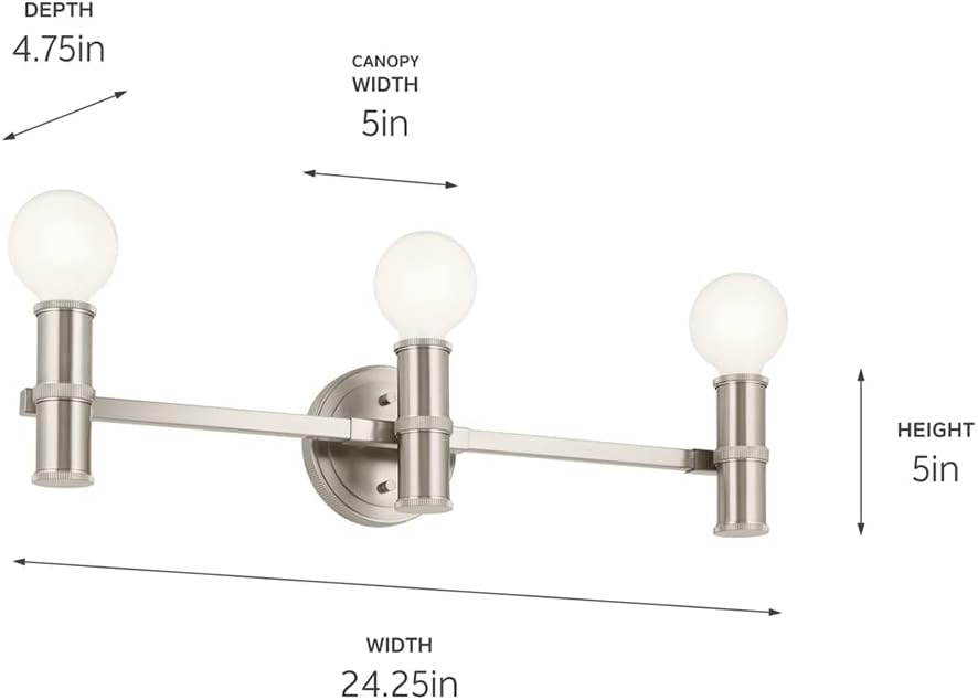 Kichler Torche 24.25 Inch 3 Light Vanity in Brushed Nickel
