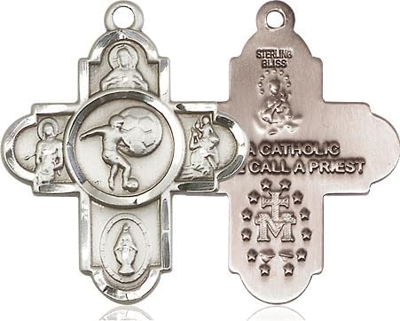 Sterling Silver 5-Way Soccer Medal.