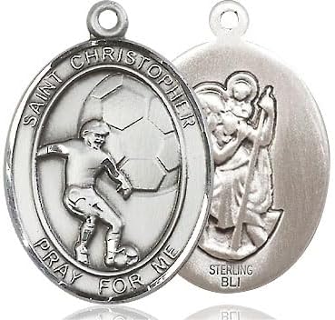 Sterling Silver St Christopher Soccer Medal.