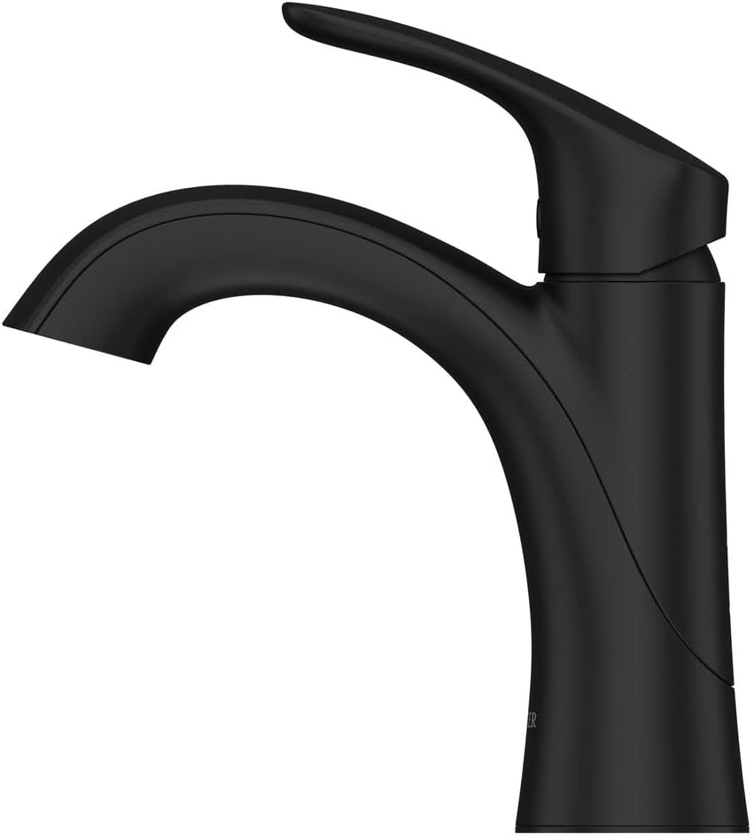 Pfister Weller Bathroom Sink Faucet, Single Handle, Single Hole or 3-Hole, Matte Black Finish, LG42WR0B