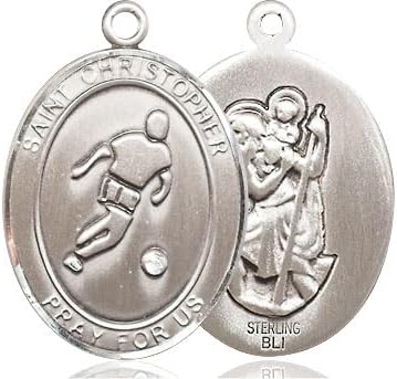 Sterling Silver St Christopher Soccer Medal.