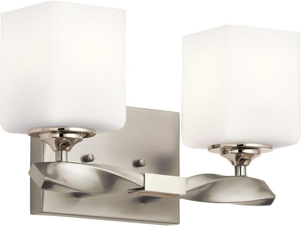 KICHLER Marette 13.5 ' 2 Light Vanity Light with Satin Etched Cased Opal Glass in Brushed Nickel