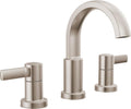Delta Albion Brushed Nickel Bathroom Faucet 3 Hole, 8 Inch Widespread Bathroom Sink Faucet for Vanity, Metal Push-Pop Drain Assembly, SpotShield Brushed Nickel 35855LF-SP