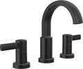 Delta Albion Matte Black Bathroom Faucet 3 Hole, 8 Inch Widespread Bathroom Sink Faucet for Vanity, Metal Push-Pop Drain Assembly, Matte Black 35855LF-BL