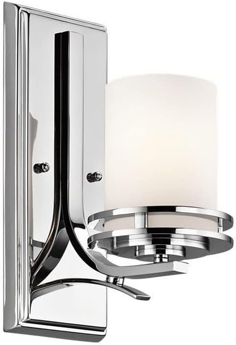 Kichler Hendrik 12' Wall Sconce in Brushed Nickel, 1-Light Modern Wall Mount Light with Satin Etched Cased Opal Glass, (12' H x 5.25' W), 5076NI, 24.75 in