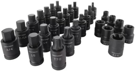 CRAFTSMEN 28 -Piece Standard (SAE) and Metric 1/2-in Drive Set 6-point Impact Socket Set
