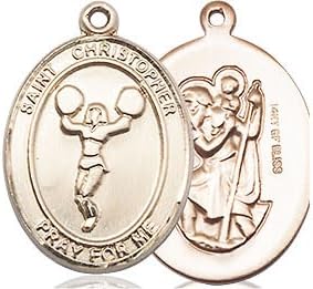 14kt Gold Filled St. Christopher Cheerleading Medal.