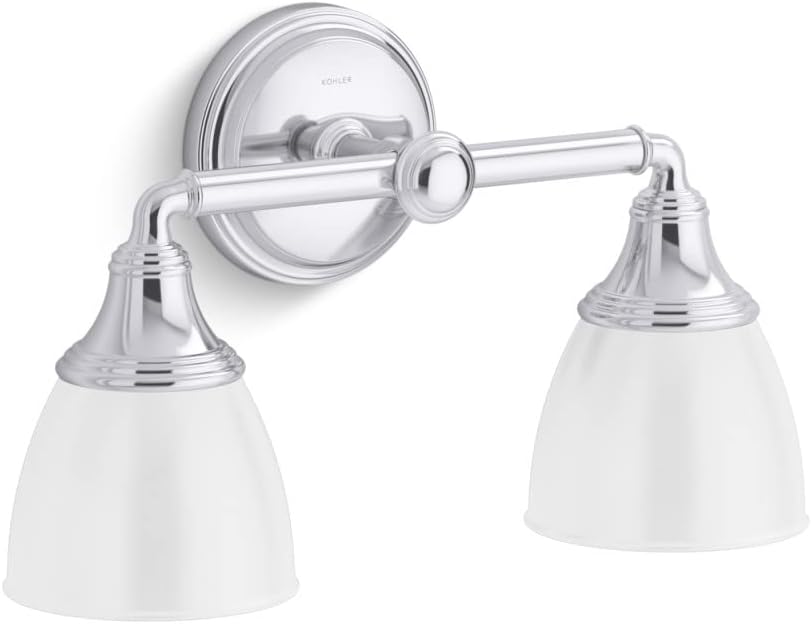 Kohler Devonshire Bathroom Vanity Light Fixture, Wall Sconce Lighting, Position Facing Up or Down, UL Listed, 2 Light, Polished Chrome