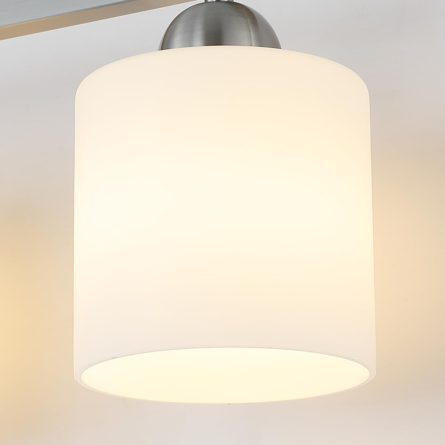 Mecgirn Stainless Steel Milk Glass Vanity Lights for Bathroom, 4 Light Brushed Nickel Bathroom Light Fixtures Over Mirror, Ceramic E26 Sockets Wall Mounted