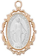 Rose Gold Over Sterling Silver Miraculous Medal Pendant With 18' Chain Necklace