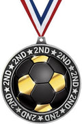 Crown Awards Soccer Shadow Medal Award, 2.75' 2nd Place Silver Trophy Medal