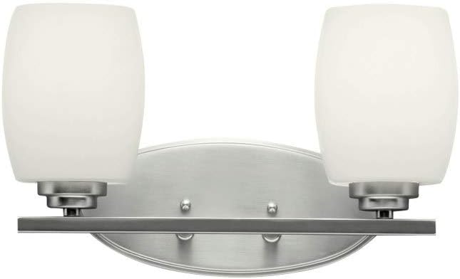 Kichler Eileen 14.25' 2 Light Vanity Light with Satin Etched Cased Opal Glass in Brushed Nickel