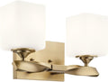 Kichler Marette 13.5 inch 2 Light Vanity Light with Satin Etched Cased Opal Glass in a Rich Champagne Bronze, for Bathroom and Powder Rooms, (13.5' W x 8' H), 55001CPZ