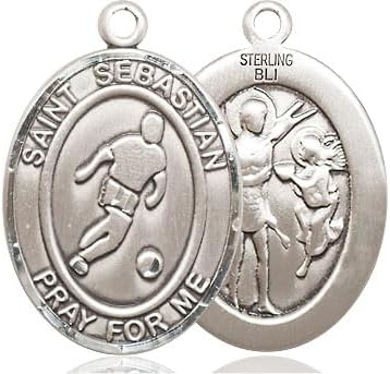 Sterling Silver St Sebastian Soccer Medal.