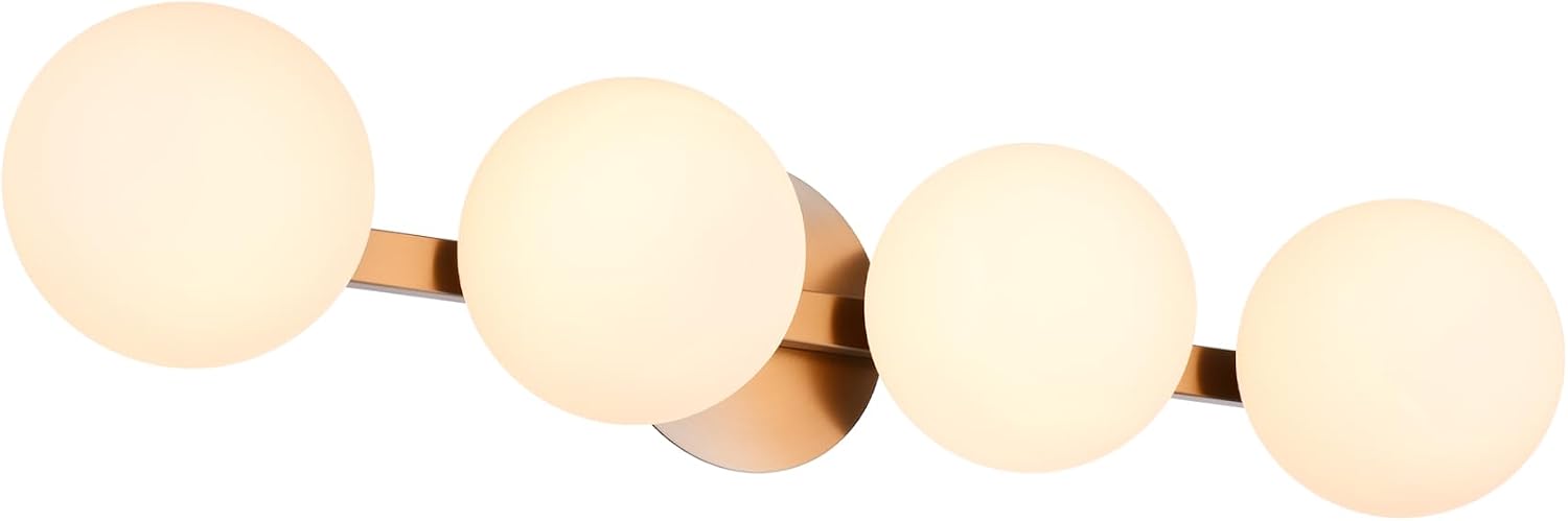 Bathroom Vanity Light Fixtures, Modern 4 Lights Globe Wall Sconce Lighting Brushed Nickel, Porch Wall Mount Light Fixture for Bathroom, Mirror Cabinets Hallway Stairs