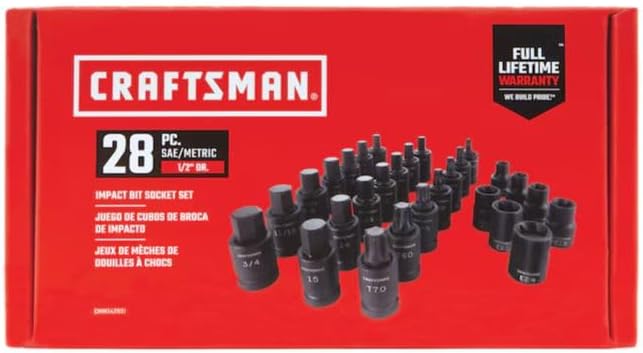 CRAFTSMEN 28 -Piece Standard (SAE) and Metric 1/2-in Drive Set 6-point Impact Socket Set