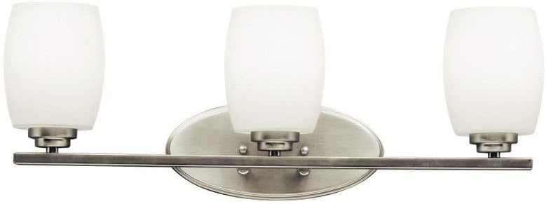 Kichler Eileen 24' 3 Light Vanity Light with Satin Etched Cased Opal Glass in Brushed Nickel