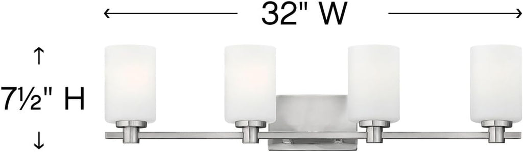 Hinkley Karlie Transitional Four Light Bathroom Vanity Fixture, Brushed Nickel