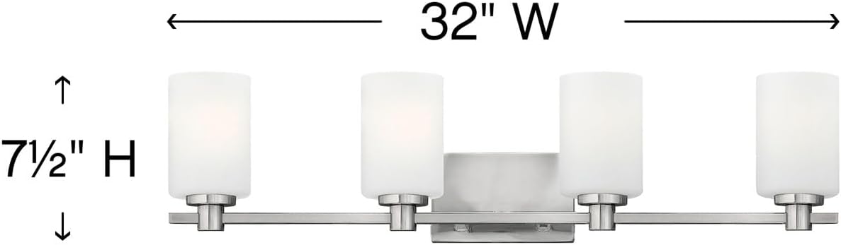 Hinkley Karlie Transitional Four Light Bathroom Vanity Fixture, Brushed Nickel