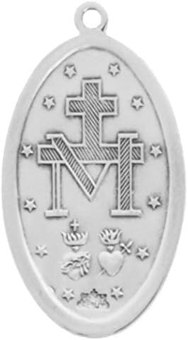 Heartland Store Oval Sterling Silver Miraculous Medal Necklace for Men–Tarnish Resistant, Hand-Finished in USA, Thoughtful Religious Present for Holidays & Special Occasions with Various Chain Sizes