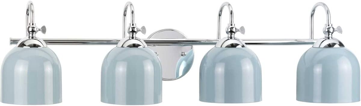 Progress Lighting Dalton Collection 33 in. 4-Light Polished Chrome Coastal Blue Vanity Light