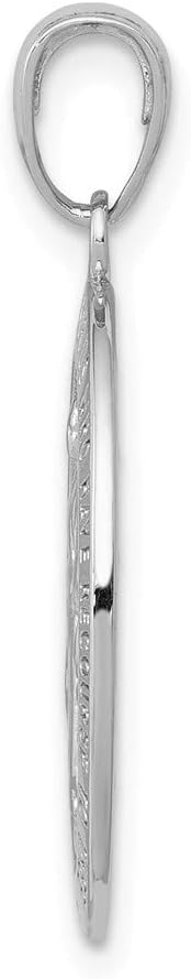 14K White Gold White Miraculous Medal High Polish and Satin Finish - Oval Shape Pendant