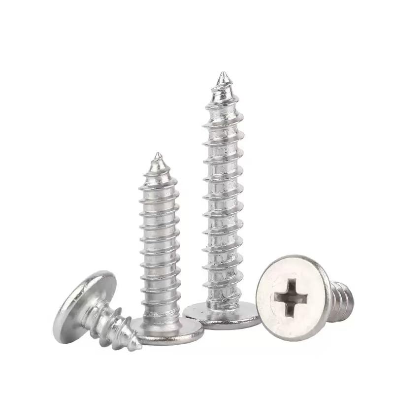 #8 x 1 Truss Head Fast Self Tapping Screws, Alloy Steel Wood Screws, White Head