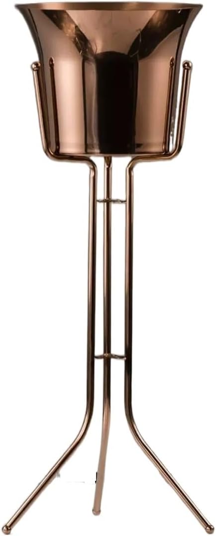Ice Buckets for Parties, Stainless Steel Wine Ice Bucket with Steel Bucket Stand Wine Chiller on Stand Kitchen and Bar Ware Beverage Barware Accessories,for Home,Guest Rooms and Bar (Color : Rose go