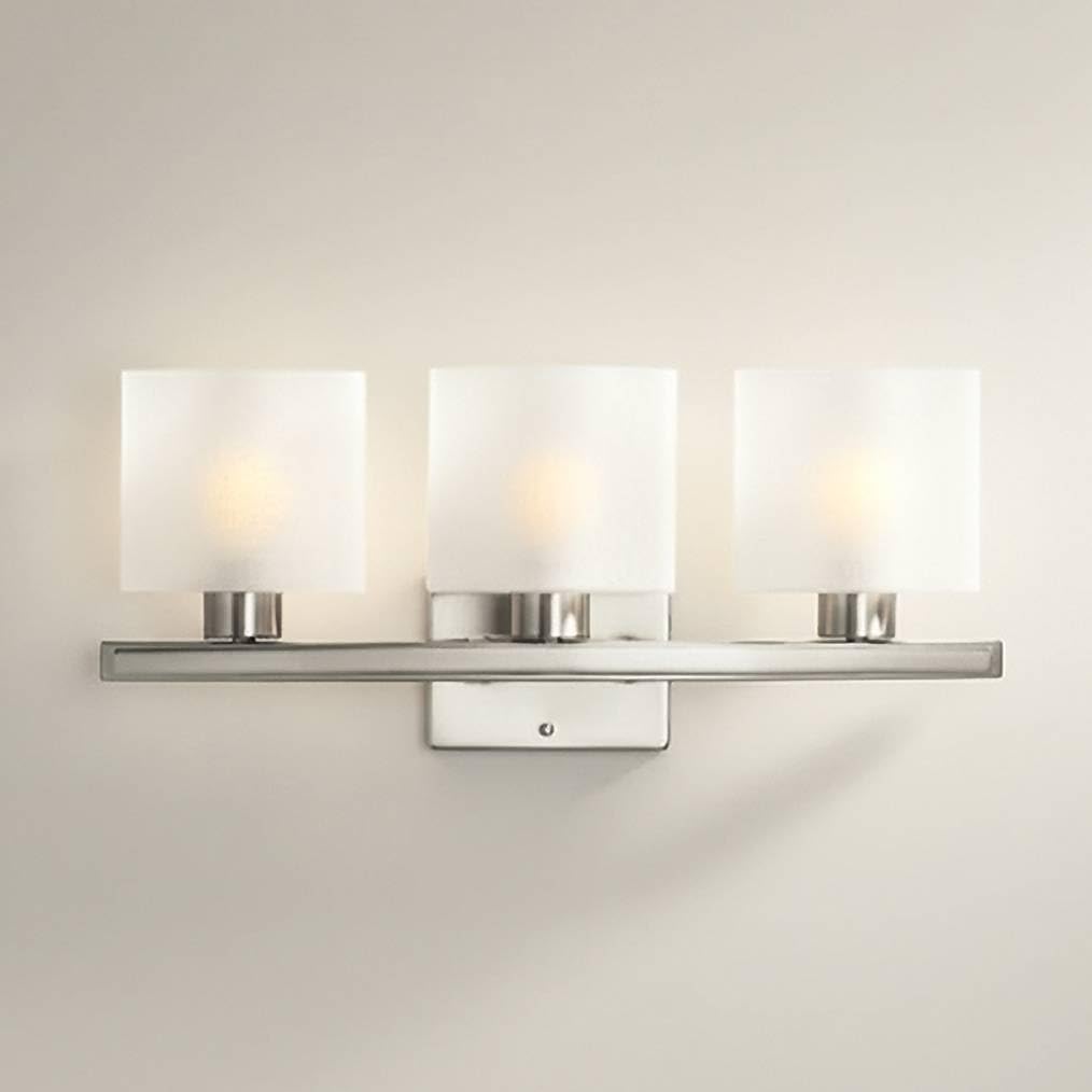 Possini Euro Design Modern Wall Mount Light Brushed Nickel Silver Hardwired 23 1/2' Wide 3-Light Fixture Curved Frame White Linen Glass Shade for Bedroom Bathroom Vanity Reading Living Room Hallway