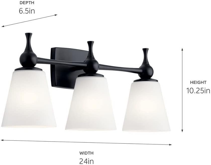 Kichler Cosabella 24 Inch 3 Light Vanity Light with Satin Etched Case Opal in Polished Nickel