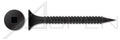 (4000 pcs) #8 X 1-5/8', Drywall Screws, Bugle Square Drive, Coarse Thread, Steel, Black Phosphate