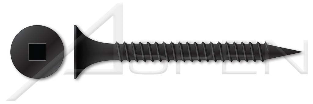 (2000 pcs) #8 X 3, Drywall Screws, Bugle Square Drive, Fine Thread, Steel, Black Phosphate