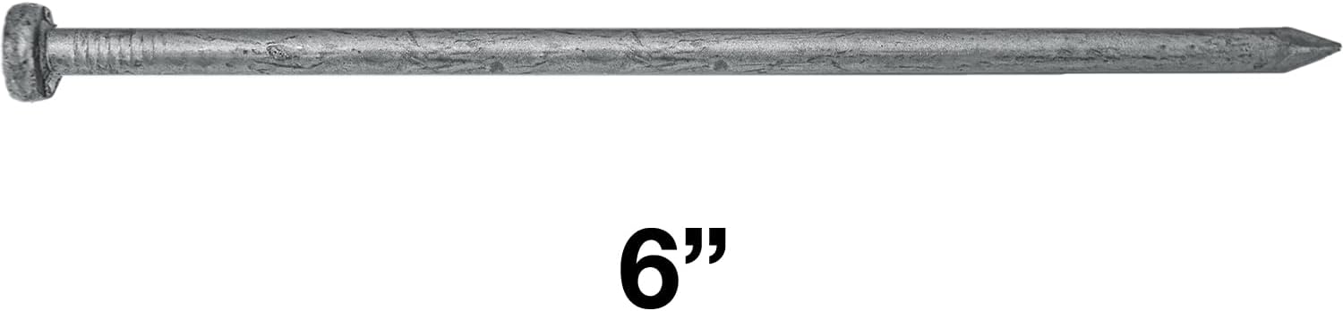 6' Bright Common Framing Nail (60D) - Heavy-Duty Fastener Designed for Interior Construction Applications - Uncoated Carbon Steel with Smooth Shank - Load Bearing Strength - FULL BOX (~469 Nails)