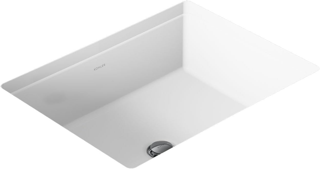 KOHLER 2882-0 Verticyl Rectangular Undermount Bathroom Sink, 19 3/4', White
