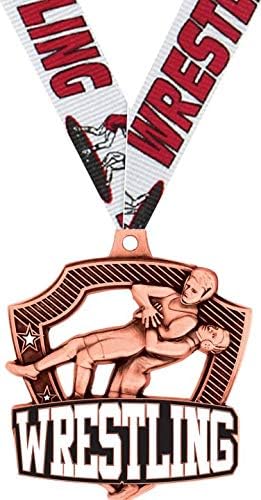 Wrestling Medals - 2.25' Bronze Wrestling Team Medal Awards Prime