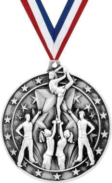 Crown Awards Cheer Medals - 2' Silver Cheerleading Medals
