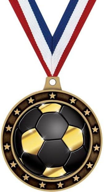 Crown Awards 2.75' 3rd Place Soccer Shadow Medal Award, Bronze Trophy Medal