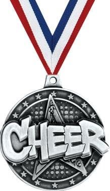Crown Awards Cheerleading Medals - 2' Silver Cheer Star Medals